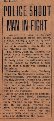 1935 News article Police Shoot Man in fight