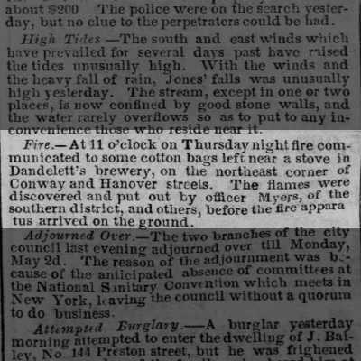 23 April 1859 Baltimore Sun article