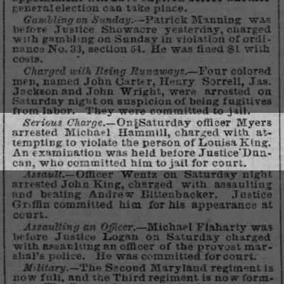 23 September 1861 Baltimore Sun article