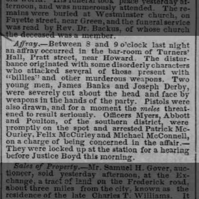 6 April 1858 Baltimore Sun article