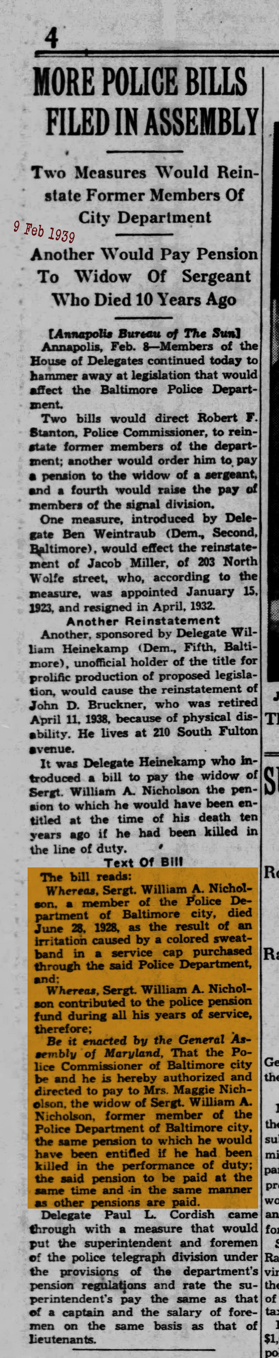 The Baltimore Sun Thu Feb 9 1939