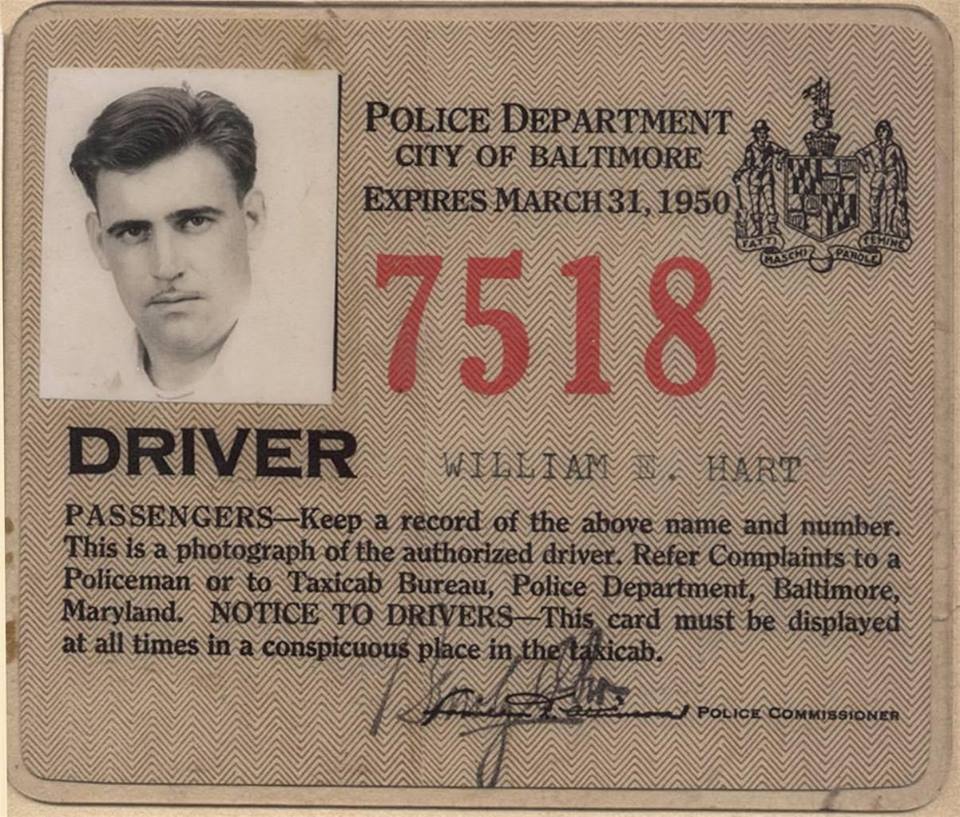 Police Taxi license 1950 front