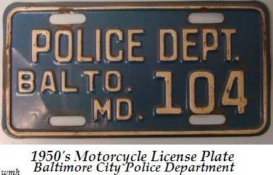 1950s Motorcycle license plate