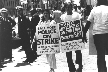 Baltimore Police officers on strike 1974