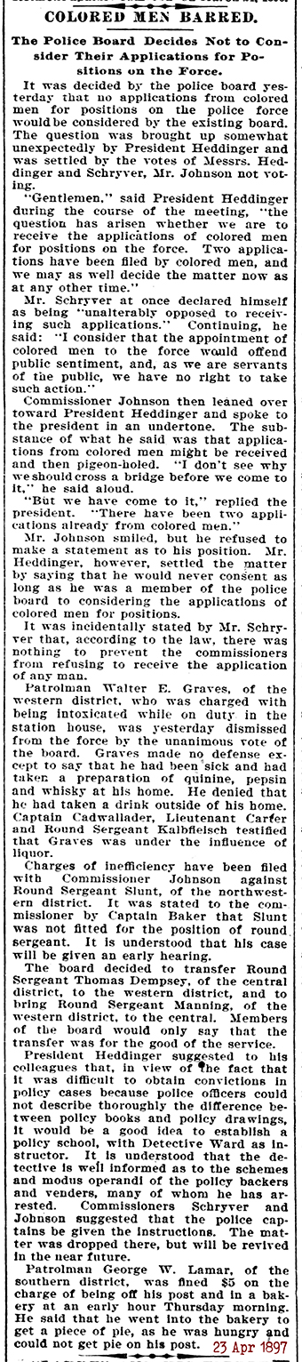 The Baltimore Sun Fri Apr 23 1897 Racist BPD 72