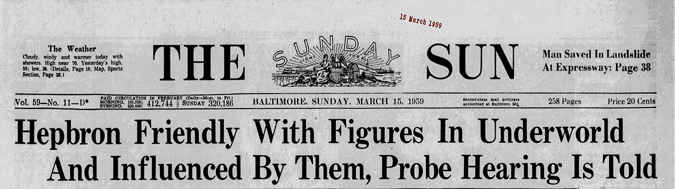 Sun Mar 15 1959 Hepbron headline