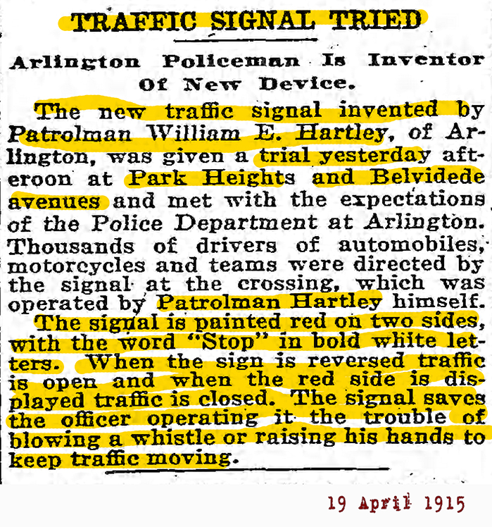 The Baltimore Sun Mon Apr 19 1915 traffic light72