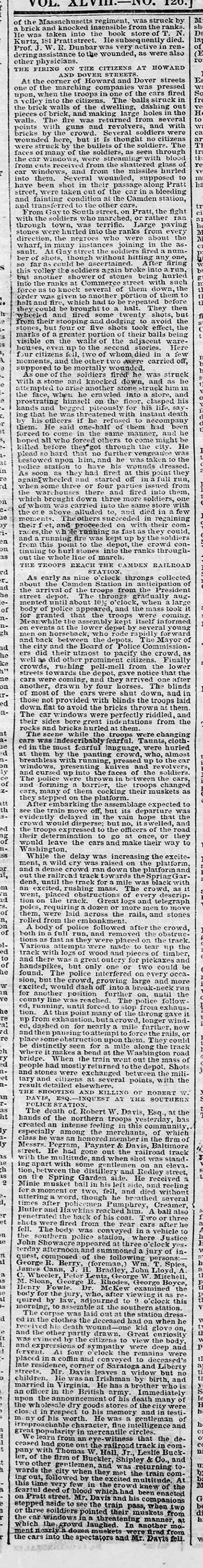 The Baltimore Sun Sat Apr 20 1861