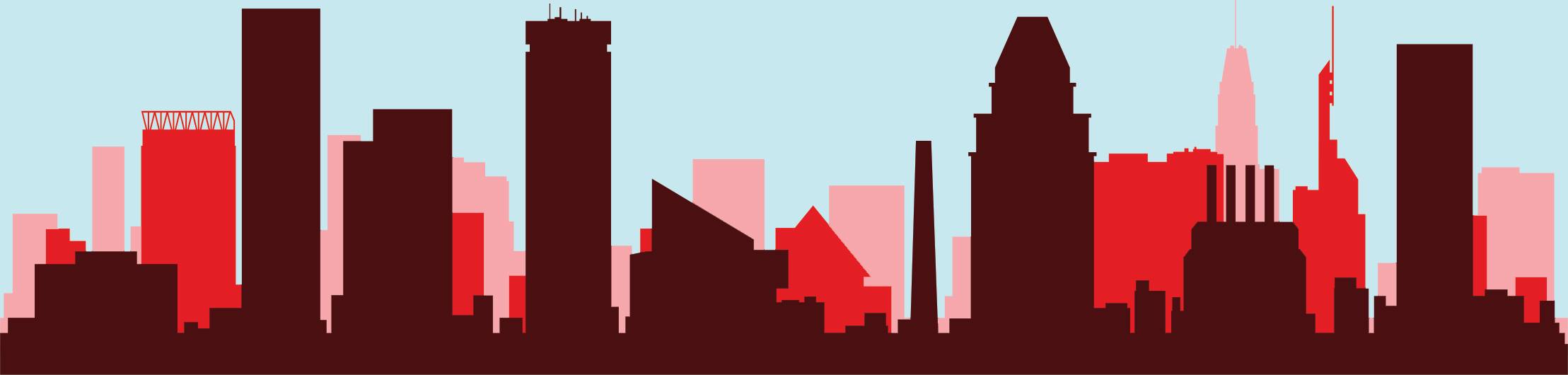 Baltimore City skyline red