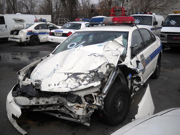 wrecked Baltimore Police Car