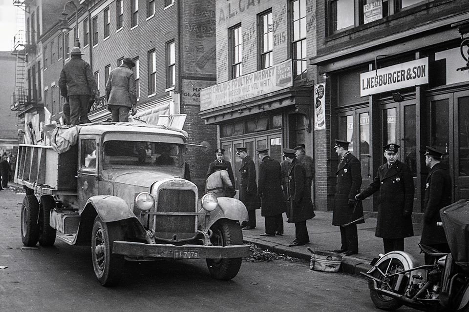 Striking street cleaners on West Lexington Street February 22 1941 Photo by Eli Adalman