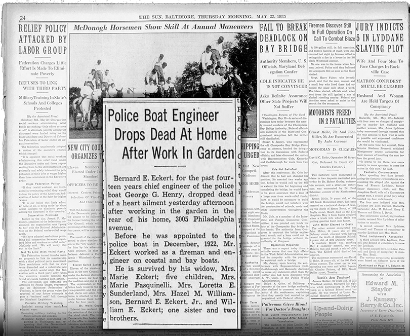 The Balto Sun Thu May 23 1935 Engineer dies i