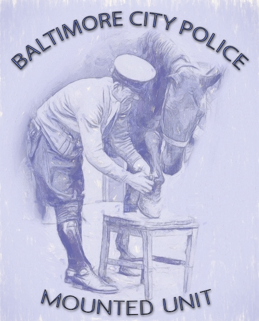 Baltimore Mounted Unit ii OUTLINED SKCH