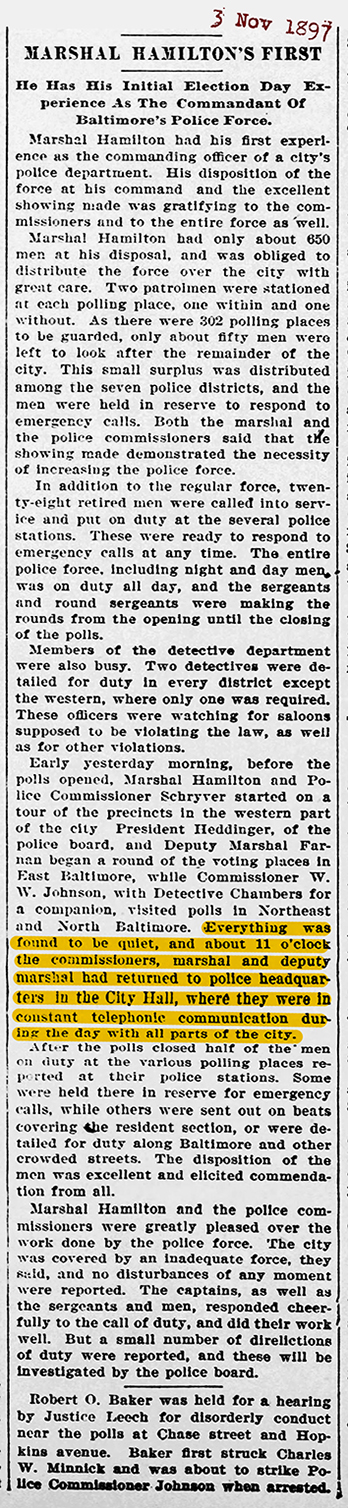 Sun 3 Nov 1897 City Hall Police Headquarters 72