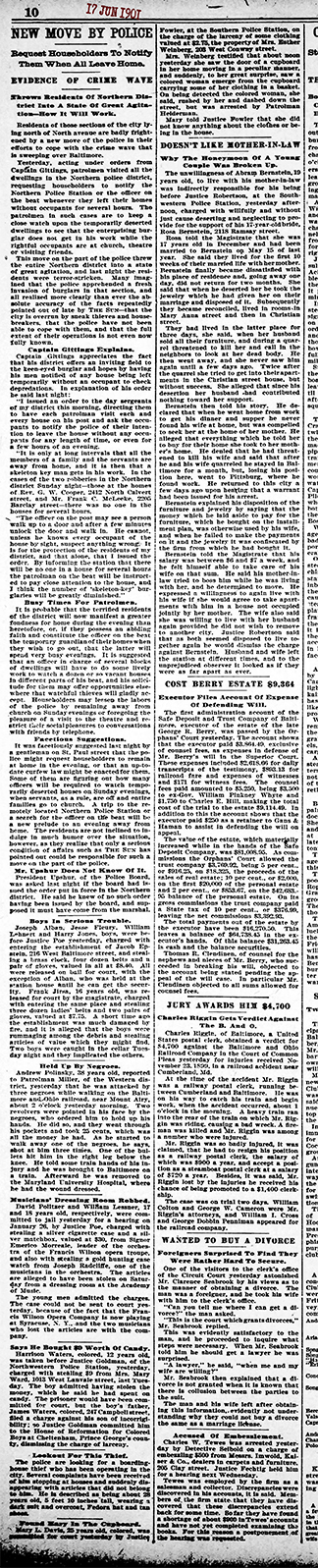 1901 The Baltimore Sun Thu Jan 17 1901 JH 72
