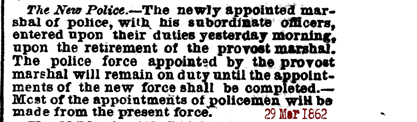 29 mar 1862 The Baltimore Sun Sat Mar 29 1862 new police 72