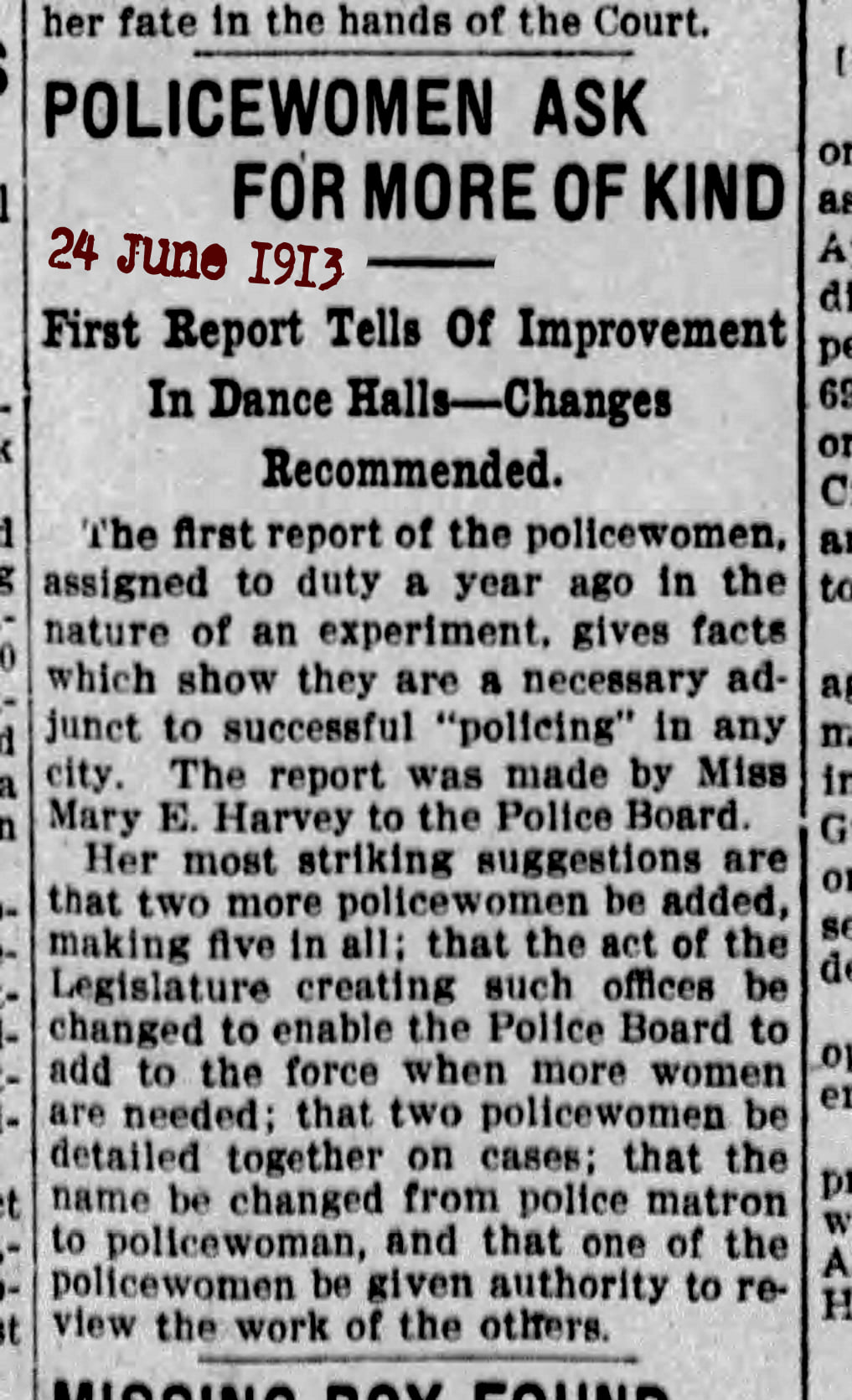 police matrons policewomen 24 june 1912