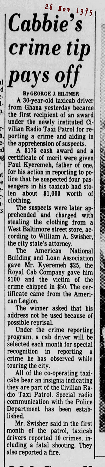 The Baltimore Sun Wed Nov 26 1975 TAXi72